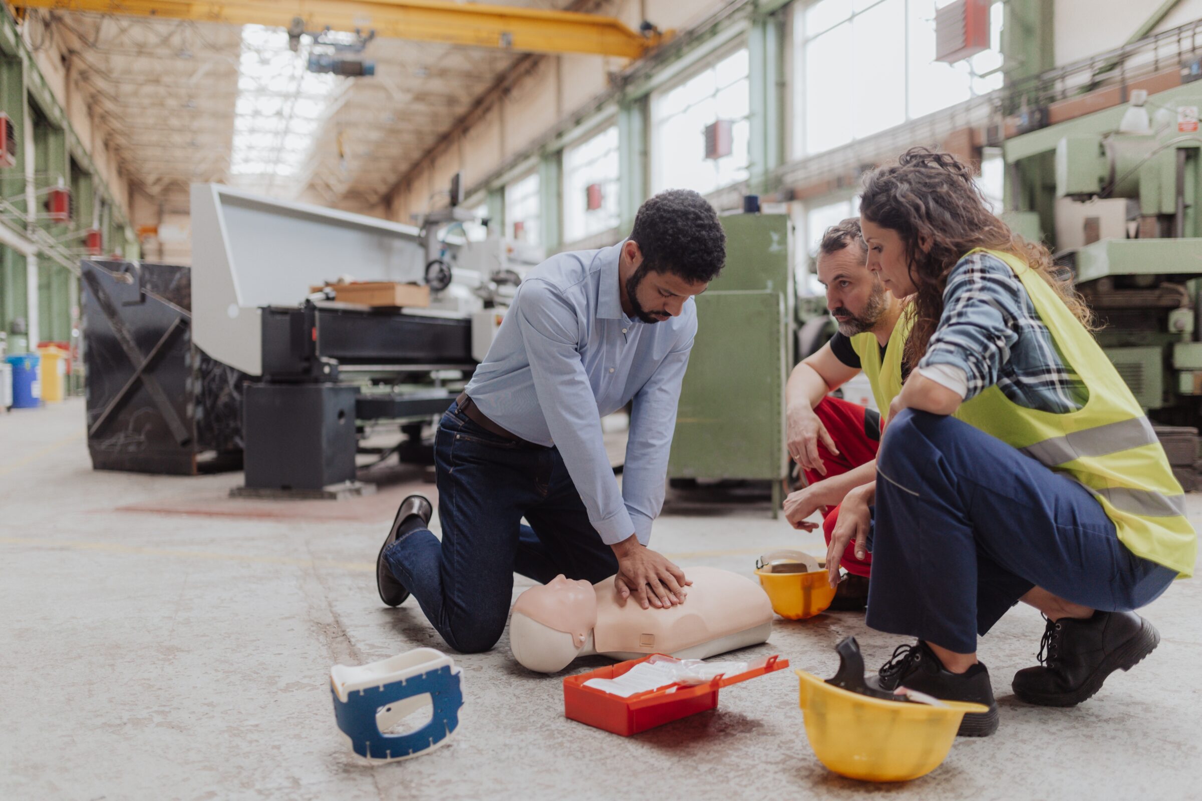 male instructor showing first medical aid on doll 2022 06 23 08 40 15 utc